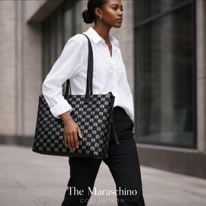 Murway Shay Structured Vegan Leather Monogram Tote NWOT